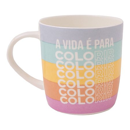 CANECA CERAMICA 400ML CORES ARCO IRIS UATT