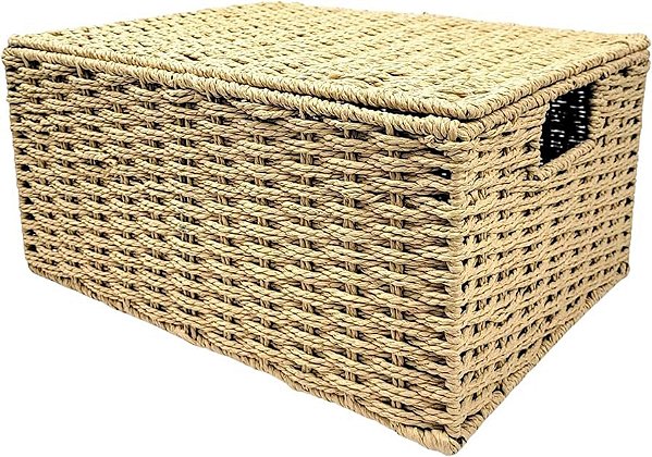 CESTO C/TAMPA MULTIUSO SEAGRASS WAYANA NATURAL MEK 40cm
