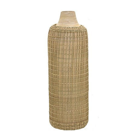 VASO DECORATIVO EM BAMBU E RATTAN NA COR PALHA 60cm