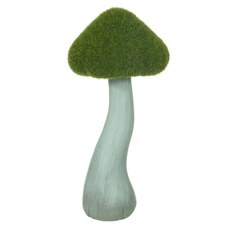 Cogumelo De Resina Decor Verde E Cinza 25cm