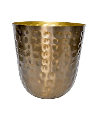 VASO EM METAL INDIANO MARTELADO À MÃO MAYREN OURO 31x31cm