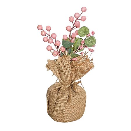 MINI ARVORE ROSA COM COELHO 29CM
