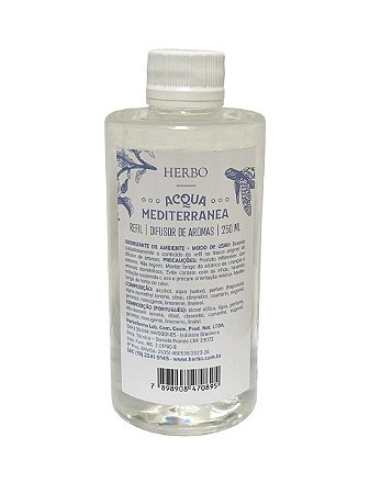 REFIL DE DIFUSOR DE AROMAS ACQUA MEDITERRÂNEA 250ML HERBO