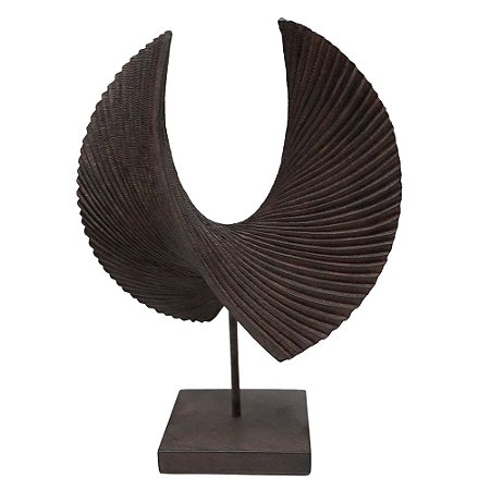 ESCULTURA CONCHA DECORATIVA EM RESINA MARROM  36,5CM