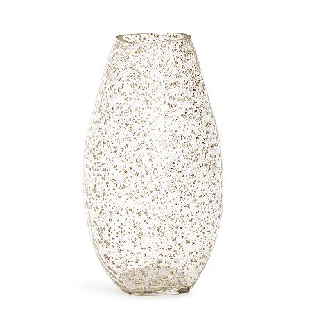 VASO EM VIDRO INCOLOR COM PONTOS DOURADO MART 14CM