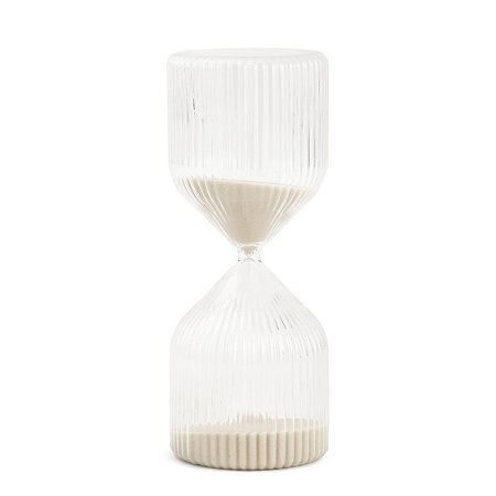 AMPULHETA EM VIDRO CANELADO 60 MINUTOS BEGE MART