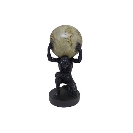 ESCULTURA DECORATIVA ATLAS AJOELHADO EM RESINA MRM/BG 30cm