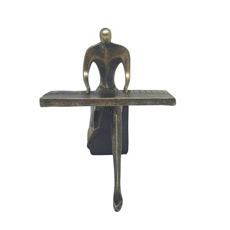 ESCULTURA MUSICO TECLADISTA MINIMALISTA RESINA BRONZE 18cm
