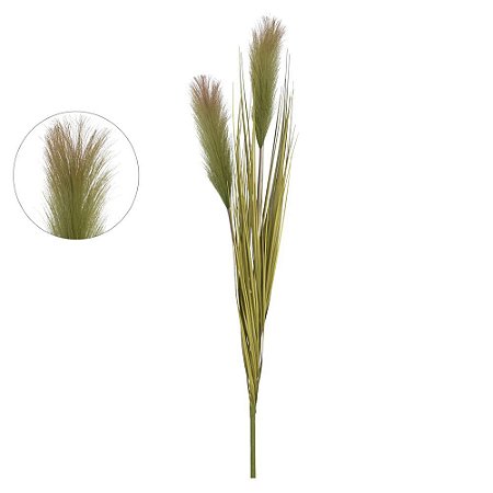 FOLHAGEM CAPIM DOS PAMPAS C/PLUMA X2 VERDE OLIVA OUTONO 85cm