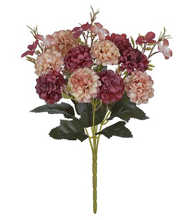 BUQUE DE FLOR MUM X10 FLORES MARSALA OUTONO CREME 26cm