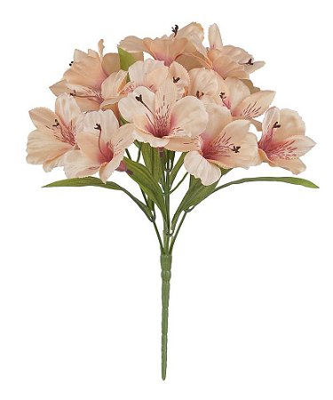 BUQUE DE FLOR ASTROMELIA CETIM X15 FLORES PESSEGO 2T 34cm