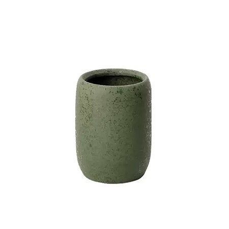 COPO PORTA ESCOVA DE DENTES EM CERAMICA VERDE MART 11cm