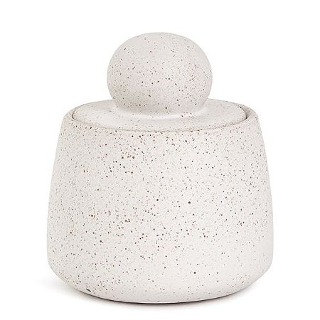 POTE DECORATIVO COM TAMPA EM CERAMICA OFF WHITE MART 15,5cm