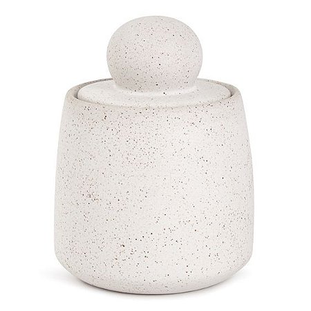 POTE DECORATIVO COM TAMPA EM CERAMICA OFFWHITE MART 20cm