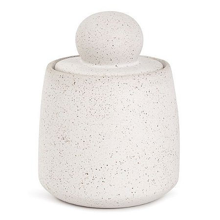 POTE DECORATIVO COM TAMPA EM CERAMICA OFFWHITE MART 20cm