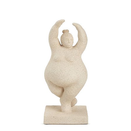 ESCULTURA BAILARINA GORDINHA EM POLIRRESINA BEGE MART 28cm
