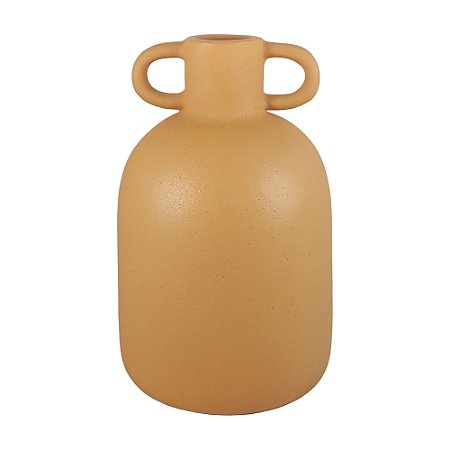 VASO GARRAFA EM CERAMICA COM ALCA I MOSTARDA - 20,5CM