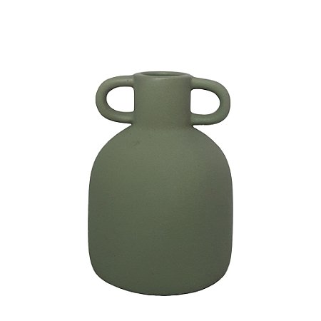 VASO EM CERAMICA COM ALCA II VERDE - 17CM