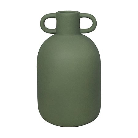 VASO GARRAFA COM ALCA I EM CERAMICA VERDE - 20,5CM