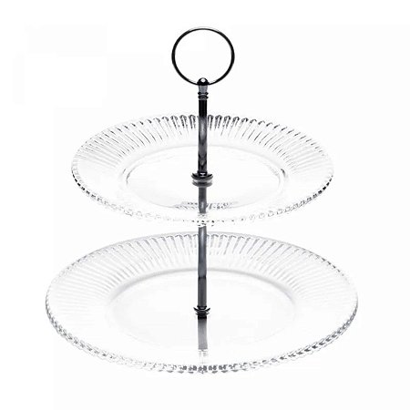 PRATO PORTA DOCES 2 ANDARES DE CRISTAL RENAISSANCE LYOR