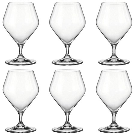 JOGO DE 6 TACAS PARA CONHAQUE CRISTAL BOHEMIA LOXIA 395ml
