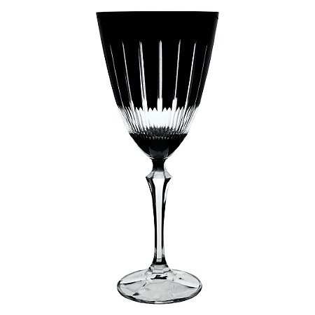 TACA P/ AGUA CRISTAL LAPIDADO ELIZABETH BOHEMIA 350ml PRETA