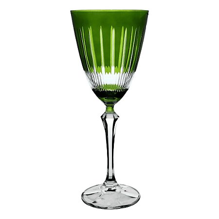 TACA P/ AGUA CRISTAL LAPIDADO ELIZABETH BOHEMIA 350ml VERDE