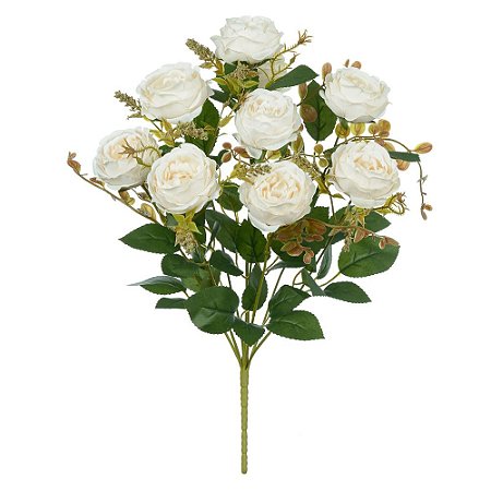 BUQUE DE FLORES ROSA CABBAGE X9 CREME 39cm
