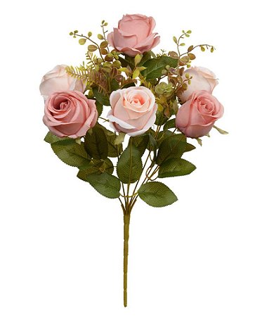 BUQUE DE FLORES ROSA BOTAO X10 ROSA 2 TONS OUTONO 50cm