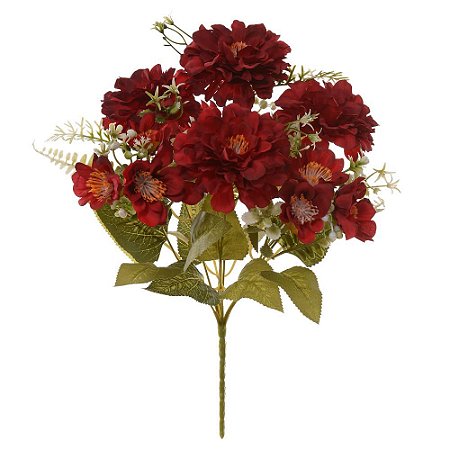 BUQUE DE FLORES CRISANTEMO X7 VERMELHO 42cm