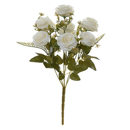 BUQUE DE FLORES ROSA X7 CREME 39cm