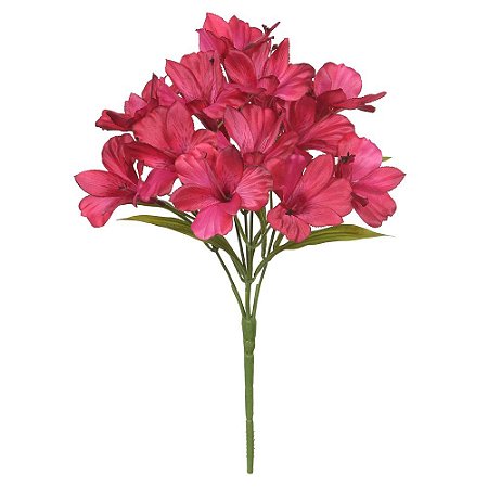 BUQUE DE FLORES ASTROMELIA CETIM X15 FUCSIA 2 TONS 34cm