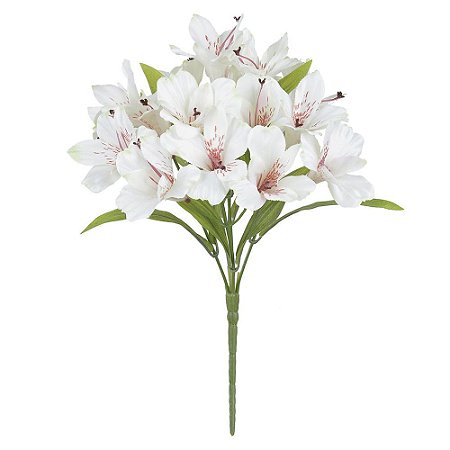 BUQUE DE FLORES ASTROMELIA CETIM X15 BRANCO ROSA 34cm