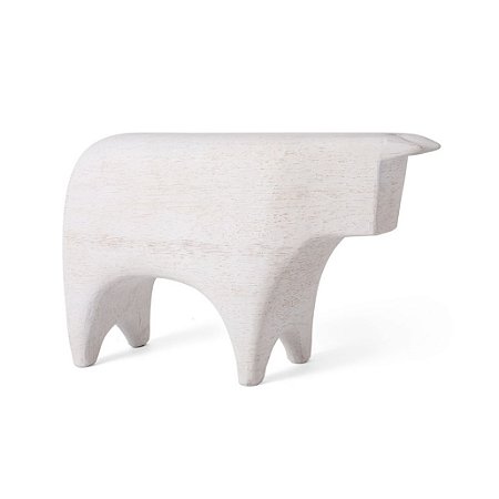 ESCULTURA TOURO EM POLIRRESINA OFF WHITE MART 36cm