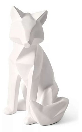 ESCULTURA RAPOSA GEOMETRICO EM POLIRRESINA BCO MART 21,5cm