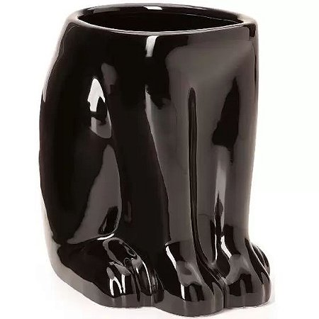 CACHEPOT PERNAS DE PANTERA EM CERAMICA PRETO MART 15,5cm