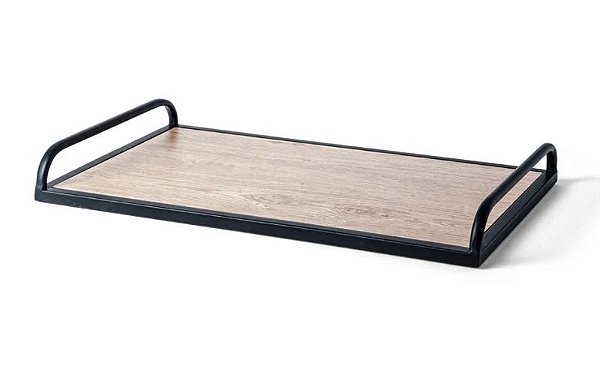 BANDEJA EM MDF COM METAL BEGE MART 38cm