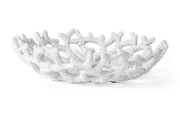 CENTRO DE MESA CORAL VASADO POLIRRESINA BRANCO MART 30,5cm