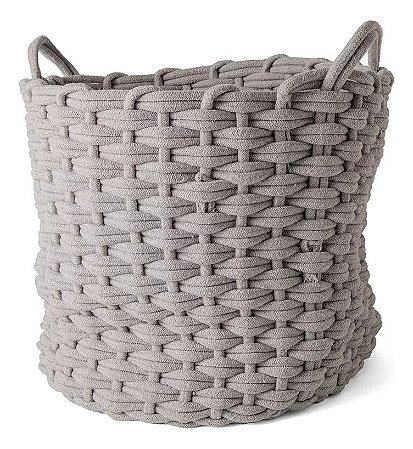CESTO EM CORDA NAUTICA CINZA MART 40cm