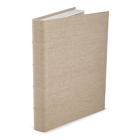 LIVRO CAIXA EM MDF COM REVESTIMENTO EM LINHO AREIA MART 35cm