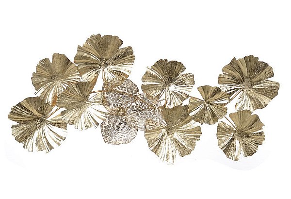 ADORNO DE PAREDE DECOR FOLHAGEM EM METAL DOURADO 120cm