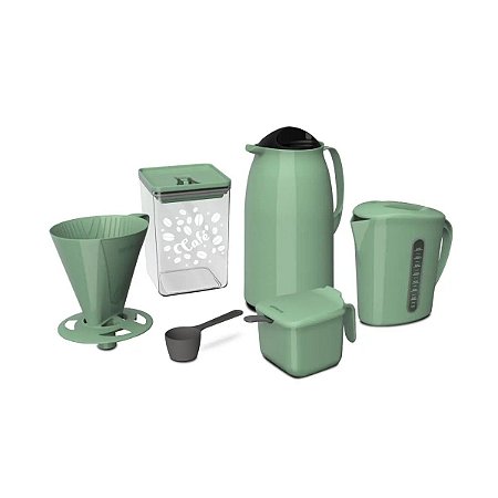 KIT CAFE PRATICO GARRAFA AÇUCAREIRO FILTRO VERDE 1L UNITERMI