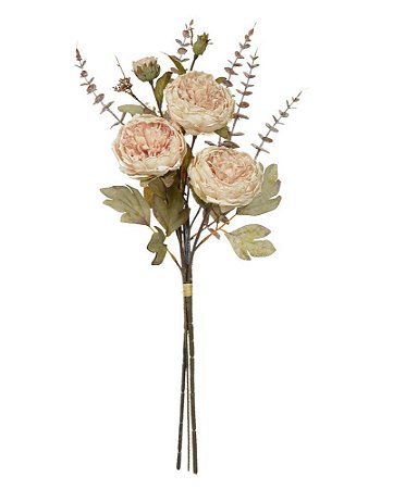 BUQUE DE FLORES PEONIA RAMALHETE C/FITA CREME OUTONO 60cm