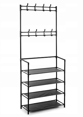 ARARA DE ROUPAS COM SAPATEIRA MULTIUSO PRETO 150cm WINCY