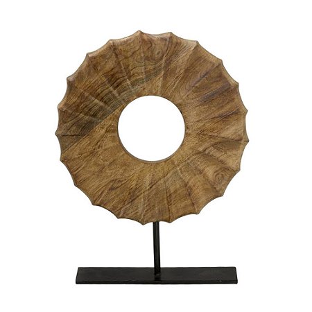 ESCULTURA GEOMETRICA DECOR EM MADEIRA E METAL - 38,5cm