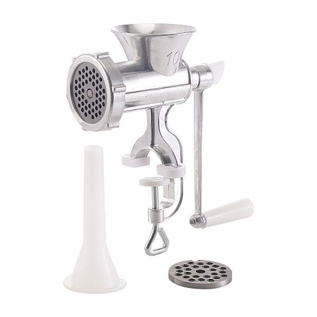 MOEDOR DE CARNE N10 C/ BICO P/ LINGUICA MANUAL ALUMINIO MEK