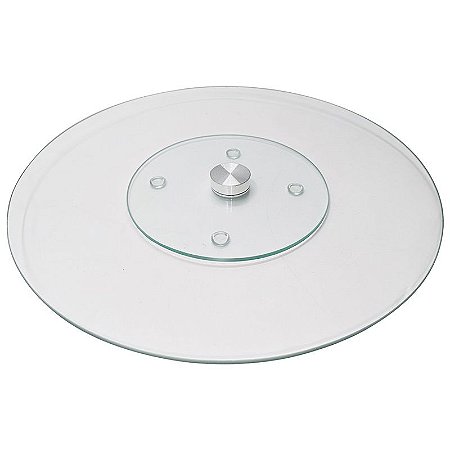 CENTRO DE MESA PRATO GIRATORIA EM VIDRO ORBITA - 30CM
