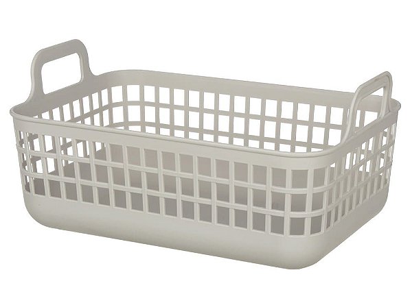 CESTO ORGANIZADOR MULTIUSO C/ ALÇA EM PLASTICO 33x22cm CINZA