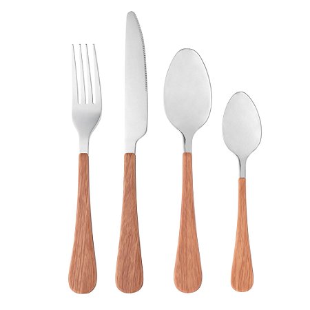 FAQUEIRO 24PC ACO INOX CABO PLASTICO AMADEIRADO MILAO WOLFF