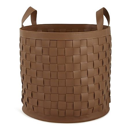 CESTO DECORATIVO EM PU MARROM MART 47x39cm